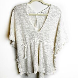 L*Space Washed Ashore knit fringe cover-up poncho O/S